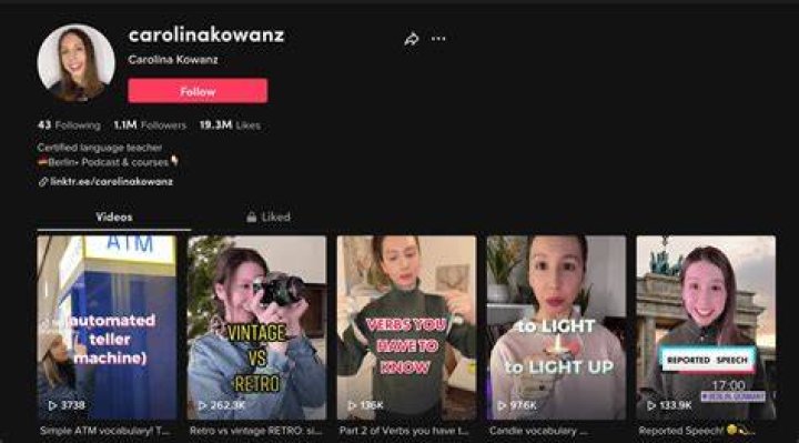 Caroline TikTok account
