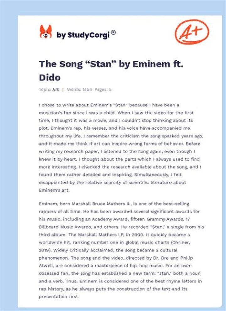 Eminem ft. Dido’s
Stan (Clean Version) Lyrics