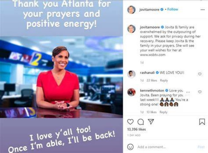 Jovita Moore thanked everyone for their prayers.