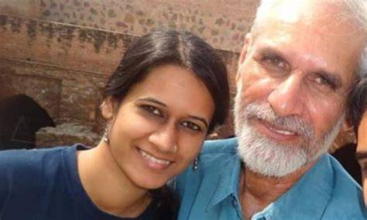 Natasha Narwal with her father Natasha Narwal and brother Aakash Narwhal