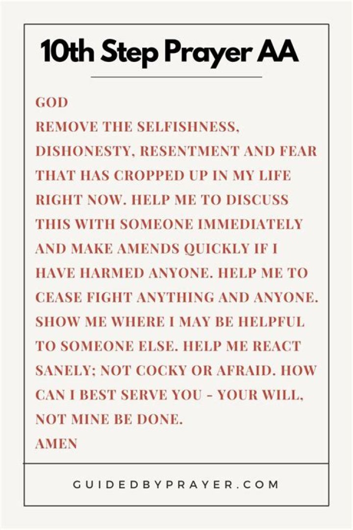 What is the 10th step prayer