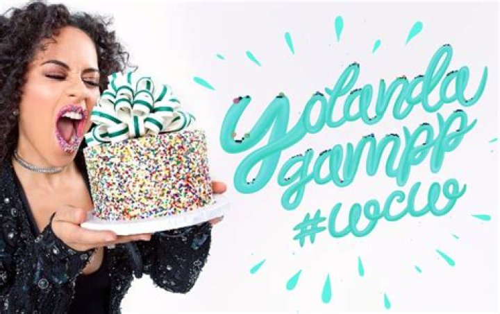 Yolanda Gampp eating a cake